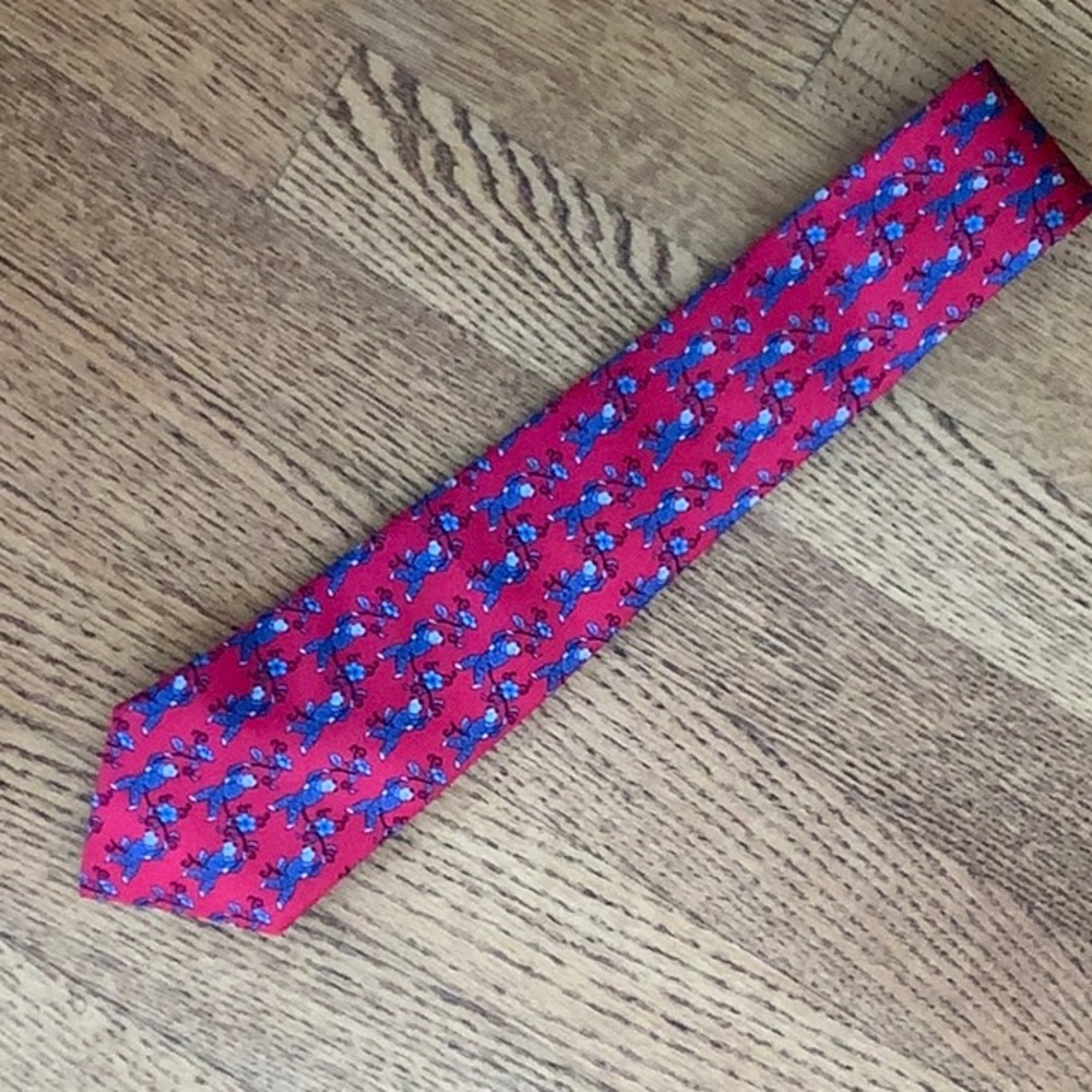 Hermes Red and Blue Patterned Tie